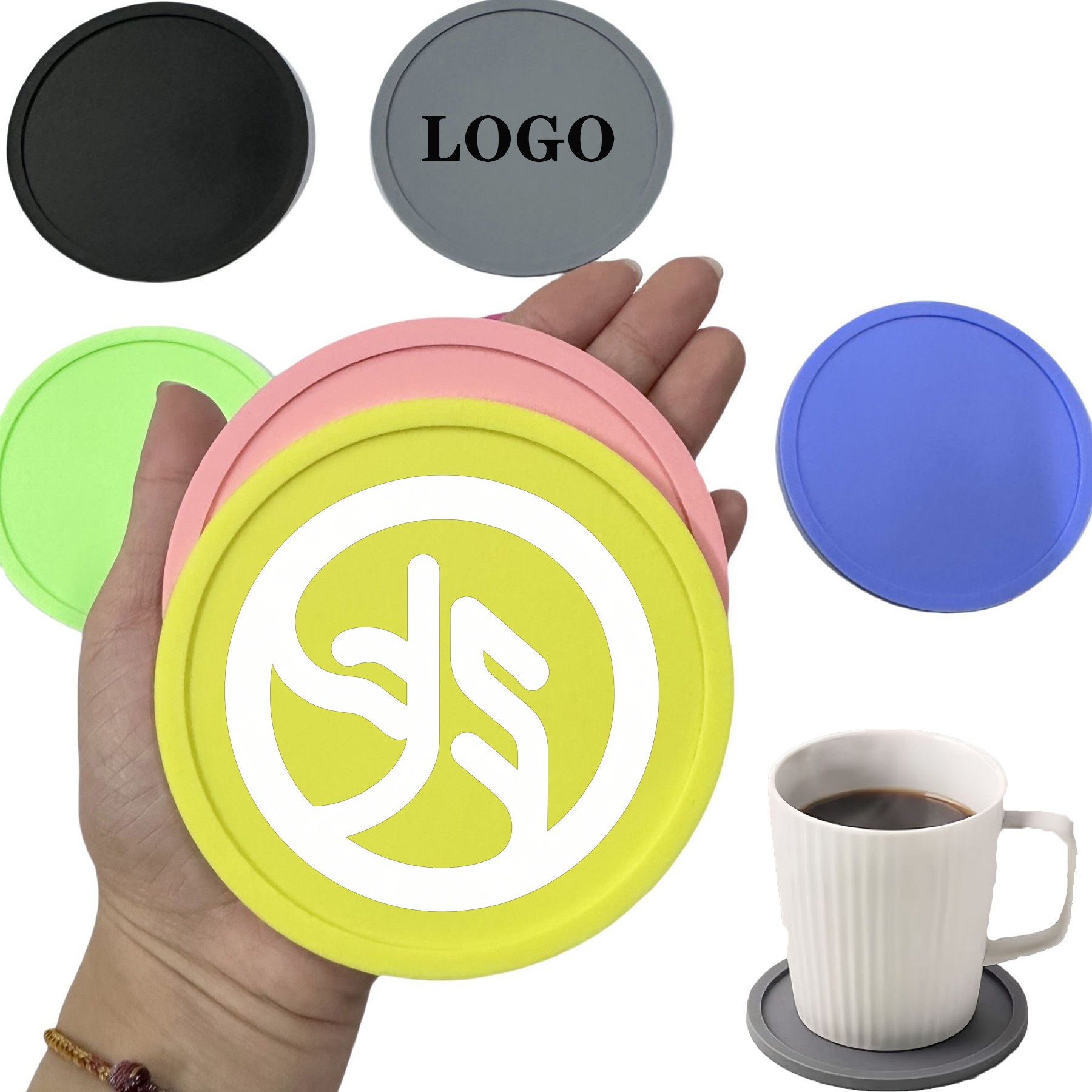 Tea Cup Coffee Coasters Creative Simple Round Soft Silicone Cups