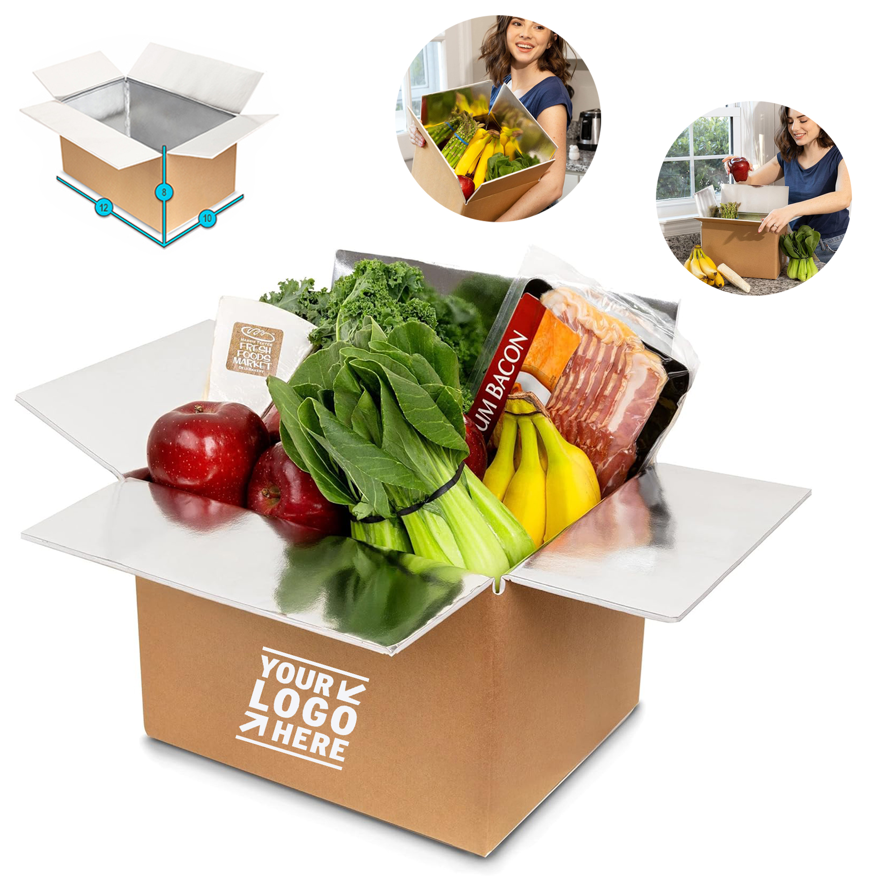 12" x 10" x 8" Insulation Shipping Aluminum Moving Box Reusable Dry Cooler Frozen Food Carton 2