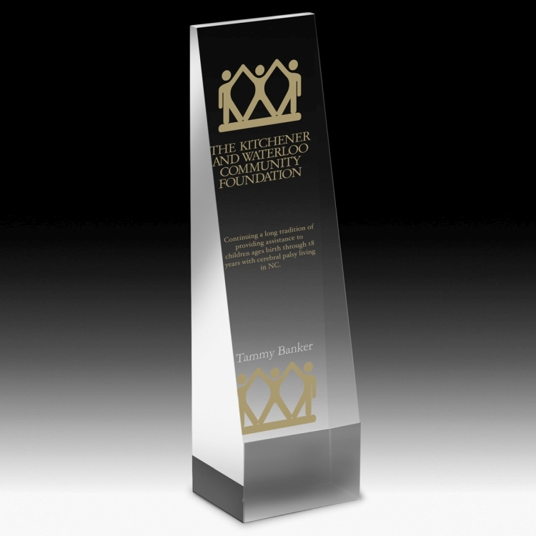 Screen Printed Angled Obelisk Award (9") 3