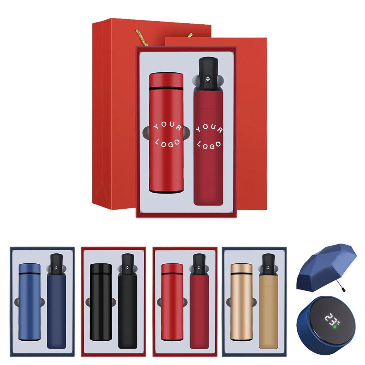 Thermos Cup and Umbrella Gift Set with LED Display 2