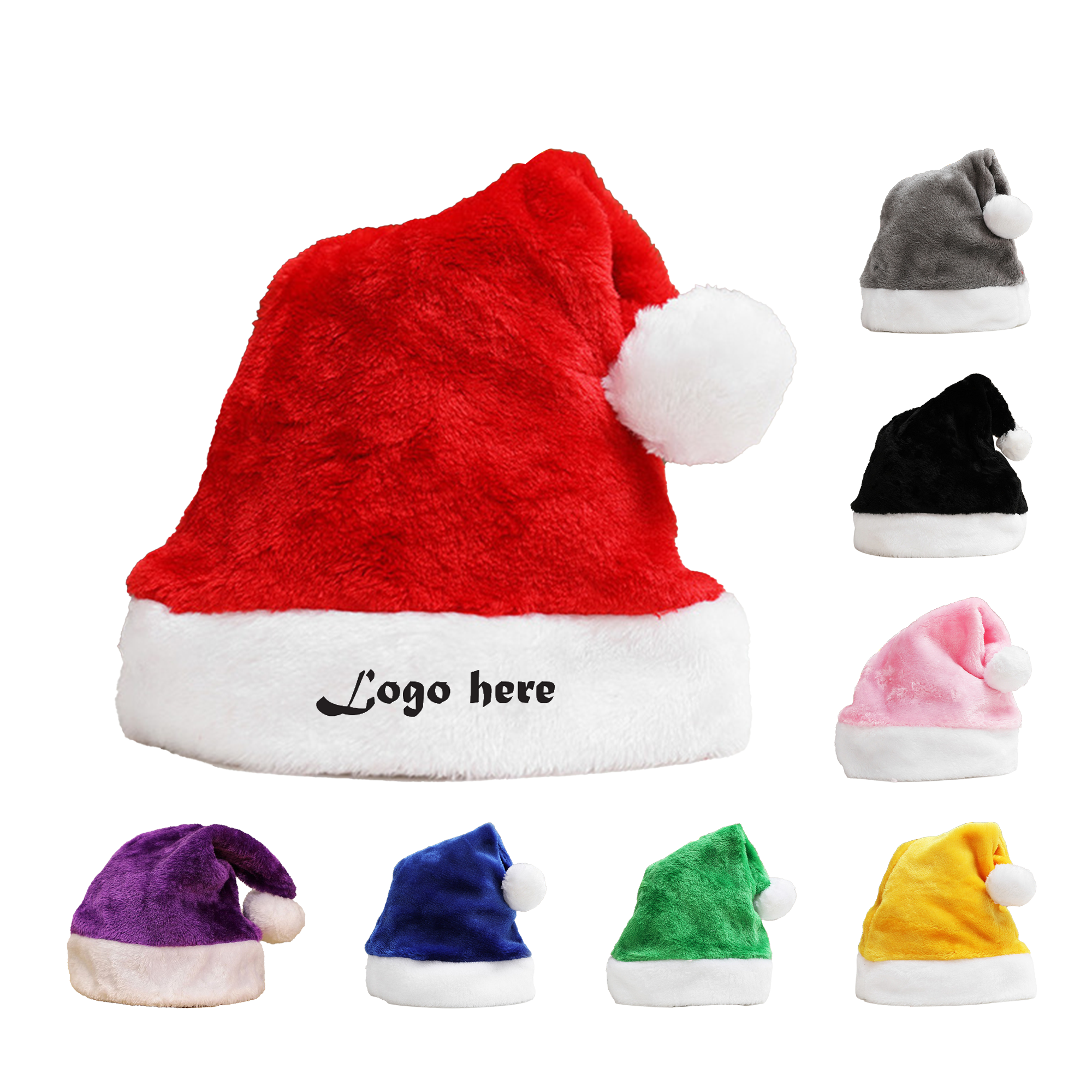 Short Plush Santa Hat Christmas Hat With Trim 2