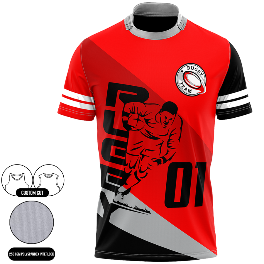 Custom Men's Full Sublimation Collared Crew Neck Rugby