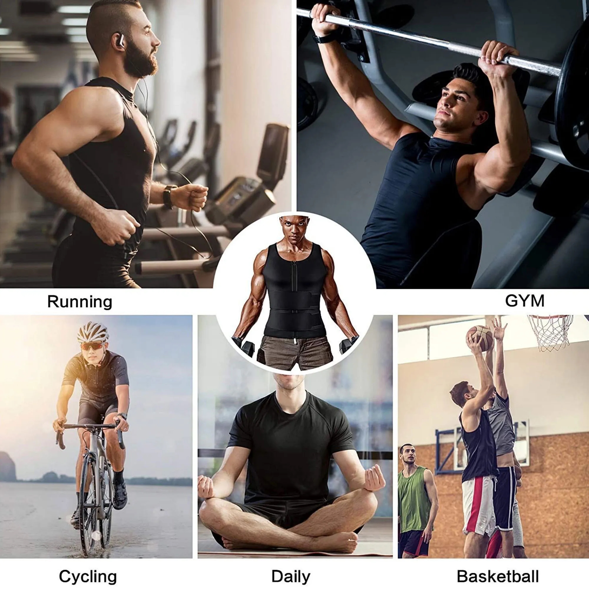 Men's Double Waist Belt Shapewear Vest Sweat 5