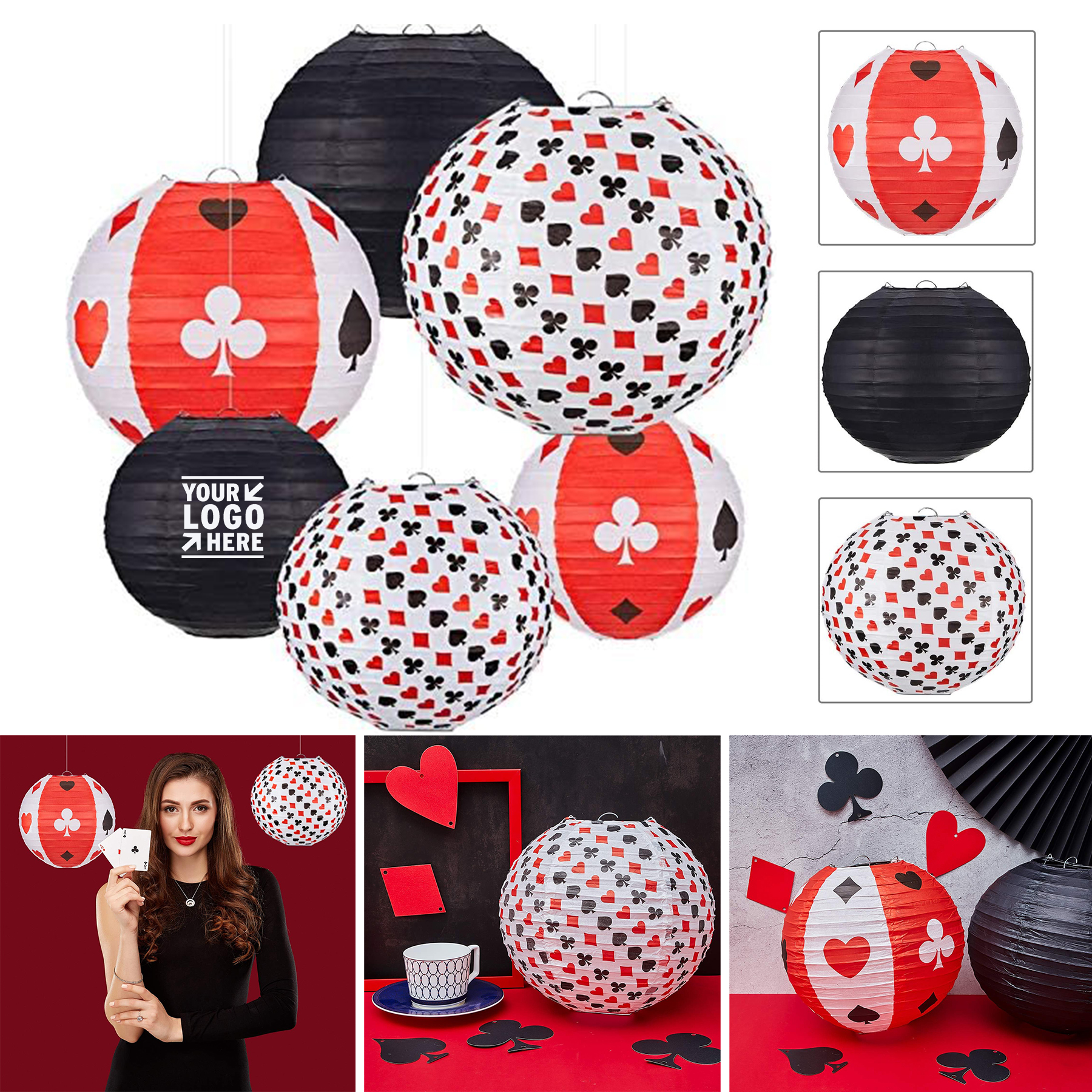 10" Casino Paper Poker Lanterns Themed Party Centerpiece Decoration 2