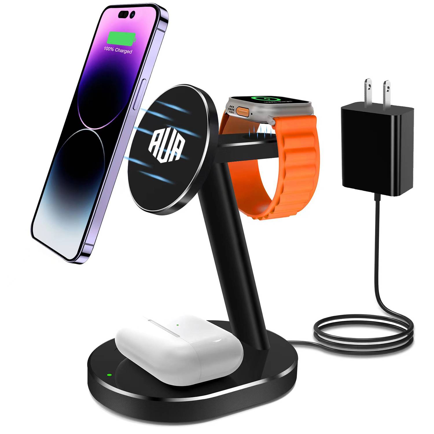 Magnetic All-Aluminum Alloy 15W 3-in-1 Wireless Fast Charger 10