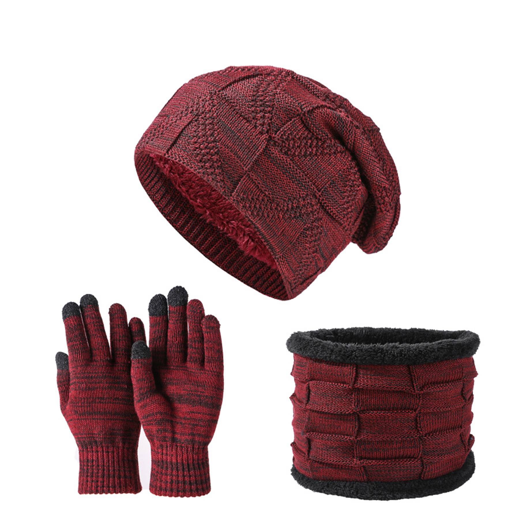 Winter Beanie Hat Scarf and Touch Screen Gloves Set 8