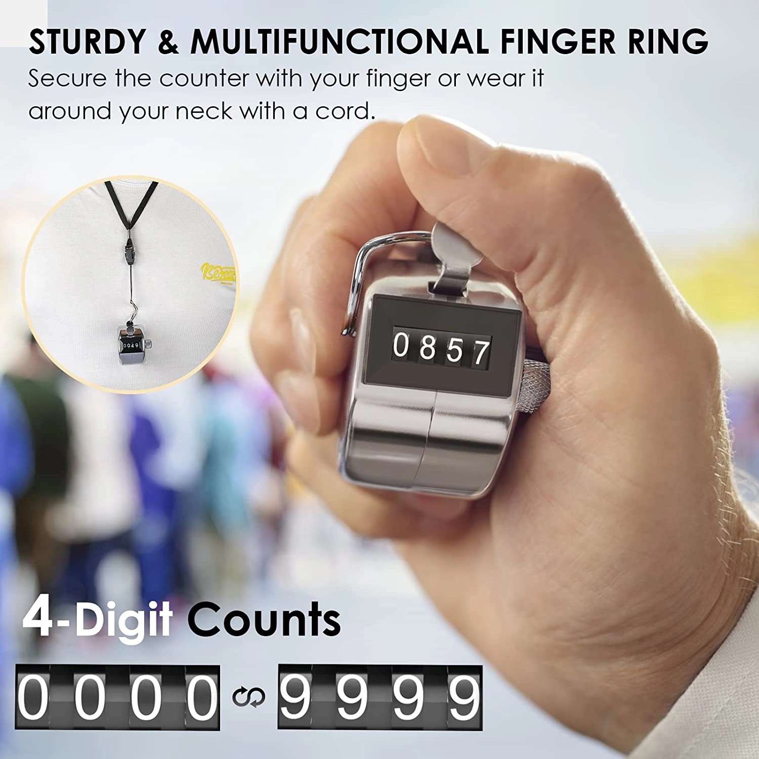 Metal Mechanical 4-Digit Number Count Clicker Counter 1