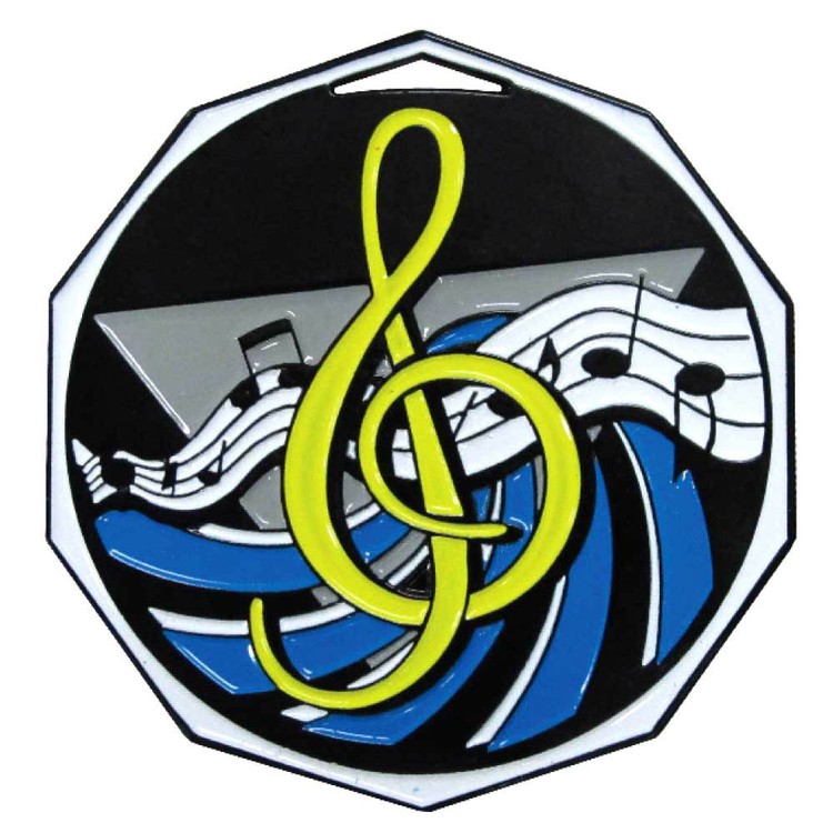 Music Decagon Colored Medallion (2")