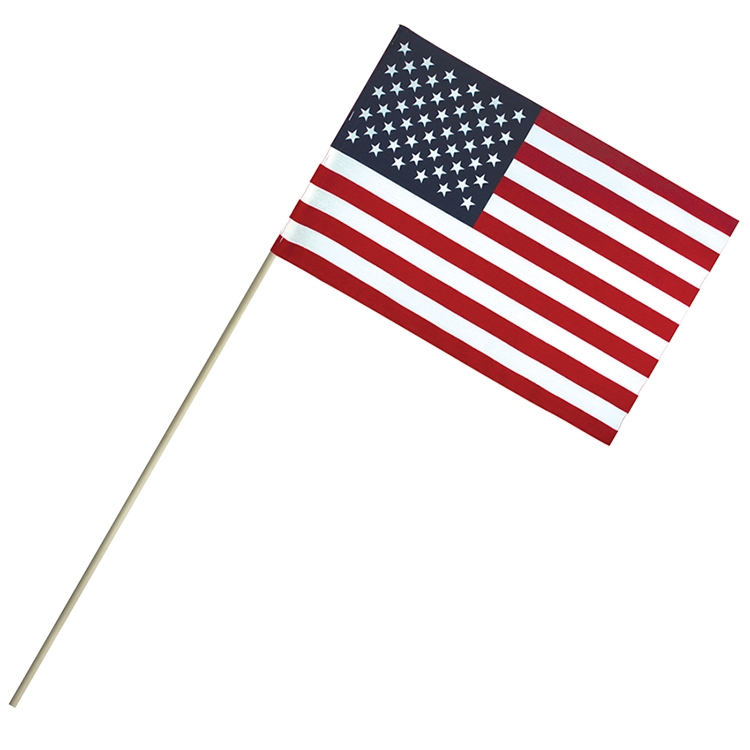 8" x 12" Economy Cotton U.S. Stick Flags on a 24" Dowel 2