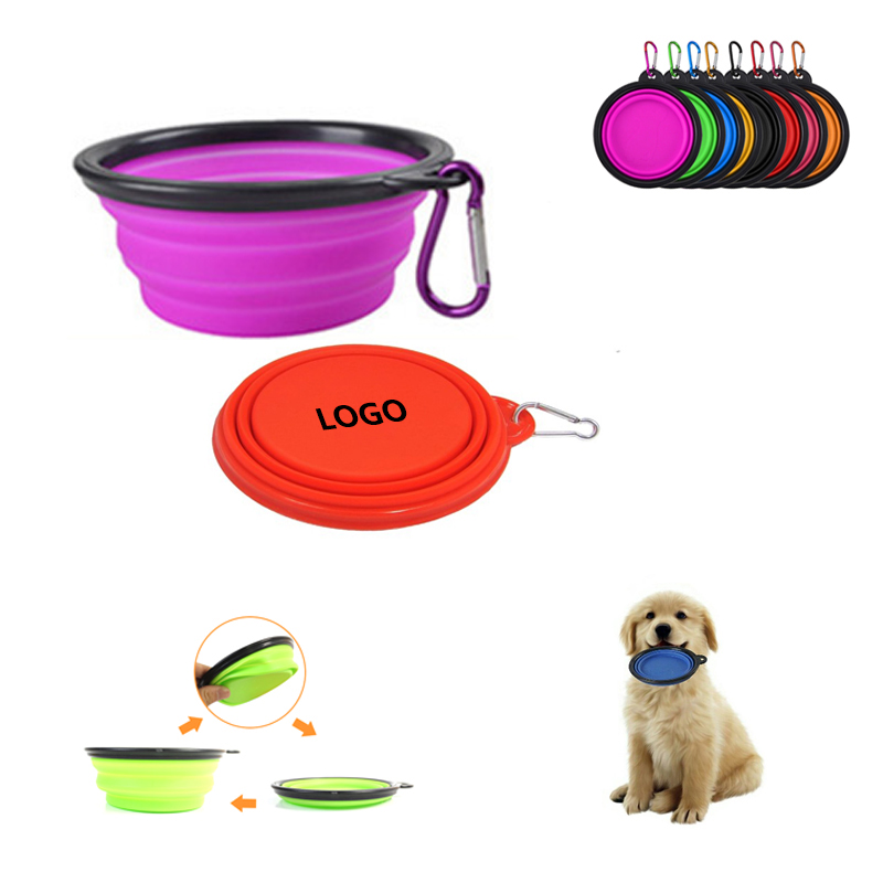 Silicone Folding Pet Feeding Travel Bowl With Carabiners 2
