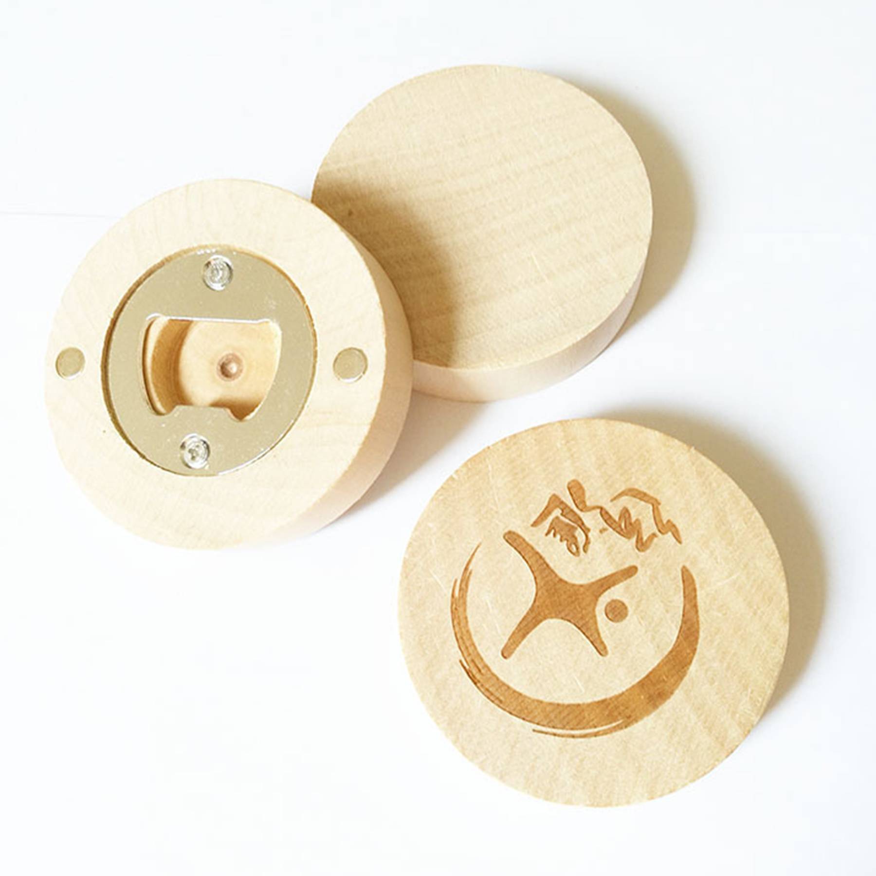 Wood Creative round bottle opener 6