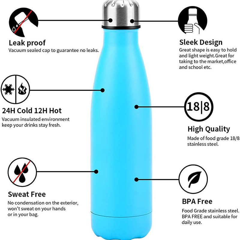 17Oz Matt Stainless Steel Vacuum Insulated Water Bottle 3
