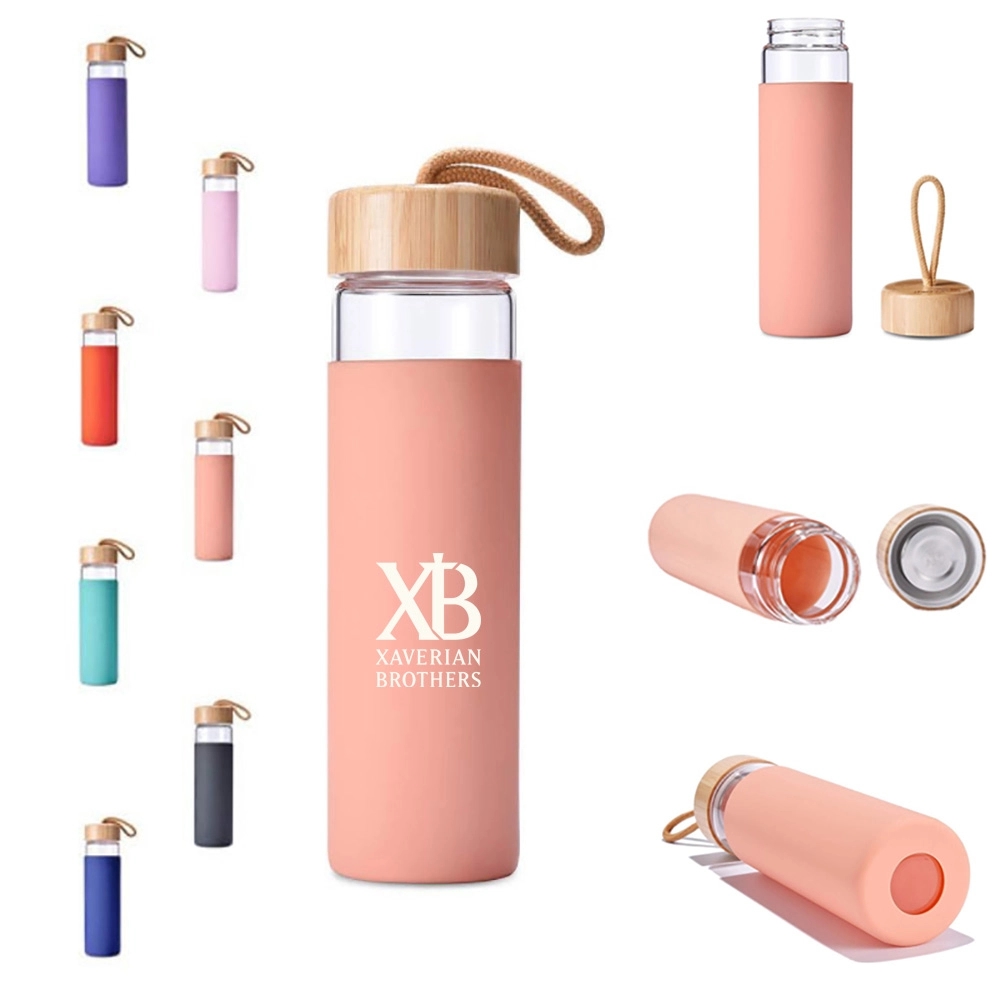 20 Oz. Glass Bottle w/ Bamboo Lid & Handle 2