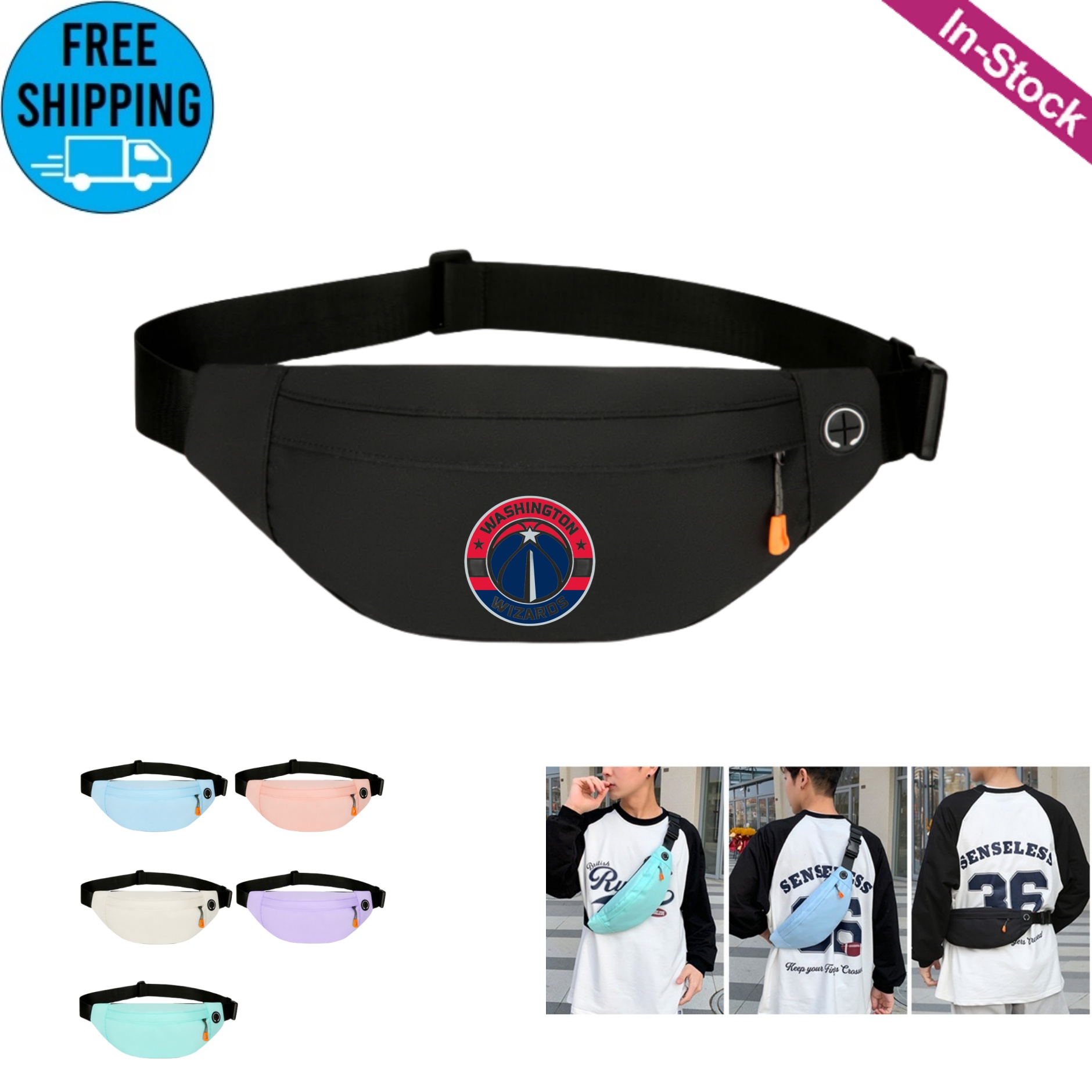 Crossbody Fanny Pack Large Waist Bag with Headphone Hole and Adjustable Strap 3