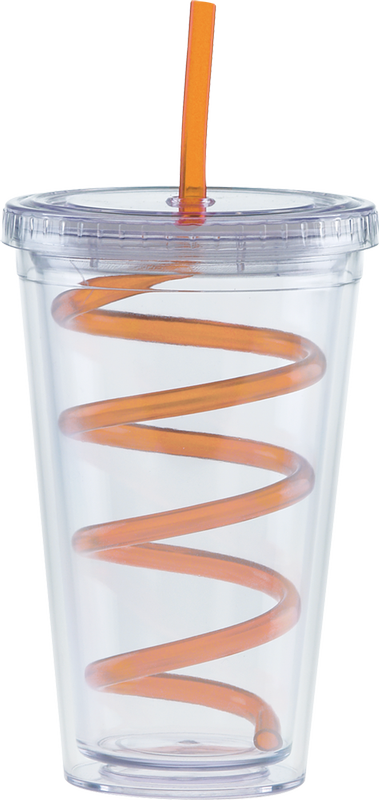 Carnival Cups-Color Curly Straw, Clear Lid 33