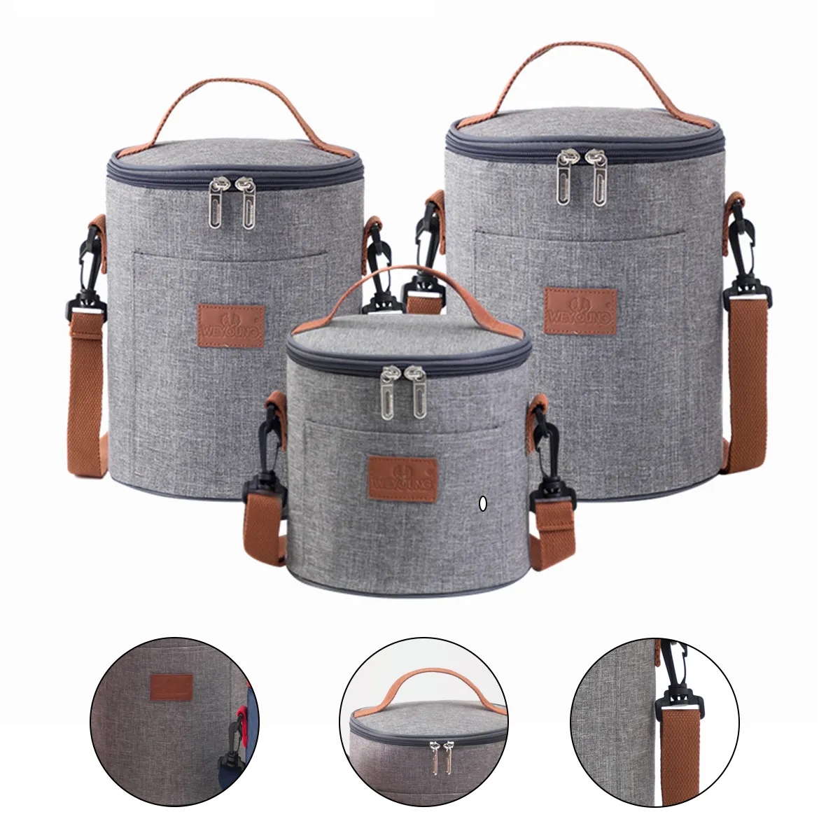 8L Insulated Round Cooler Bag W/ Handle And Shoulder Strap 7