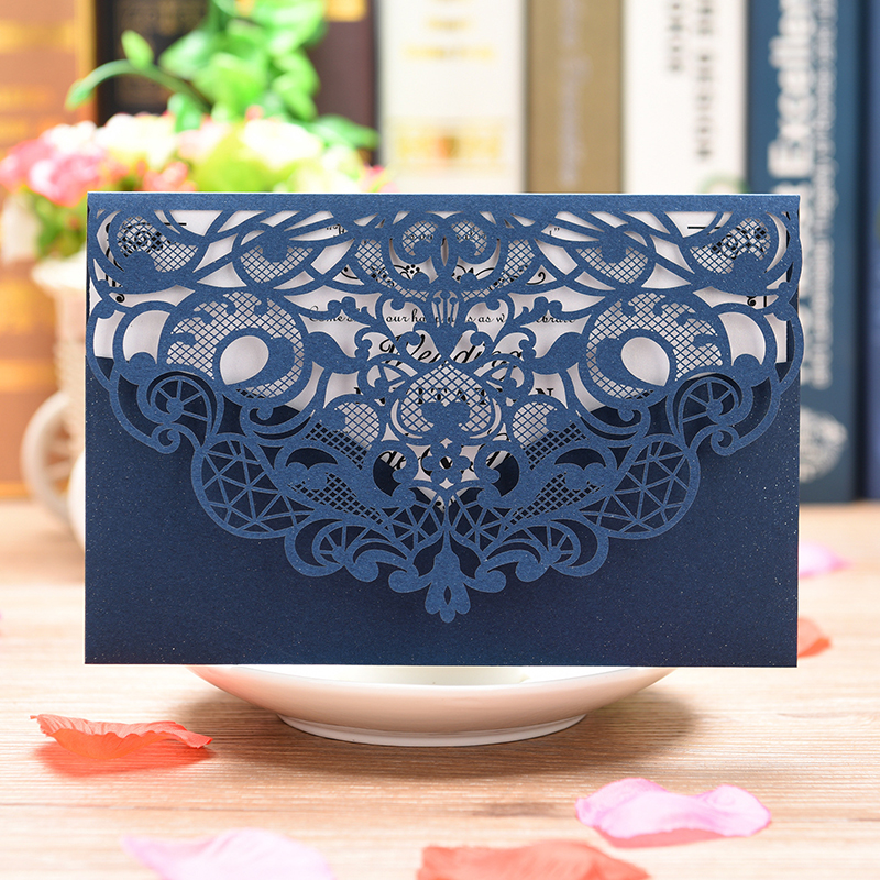 4 7/10" x 7"- Full Color Imprint Laser Cut Wedding Invitati 4