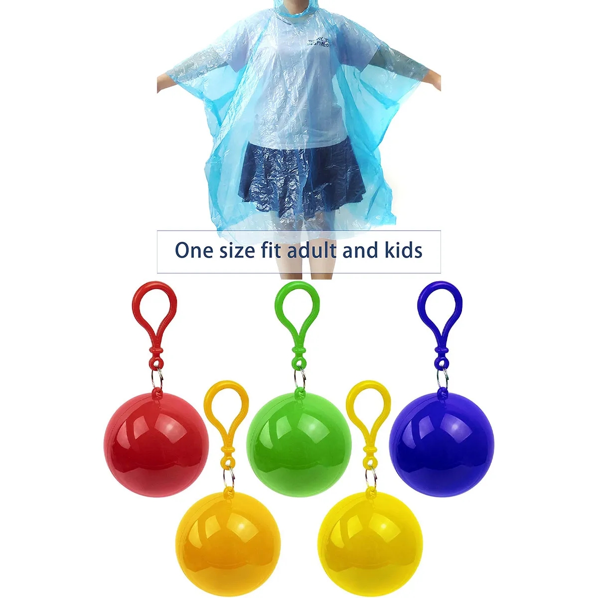 Colorful Rain Poncho with Hook Portable Ball 2