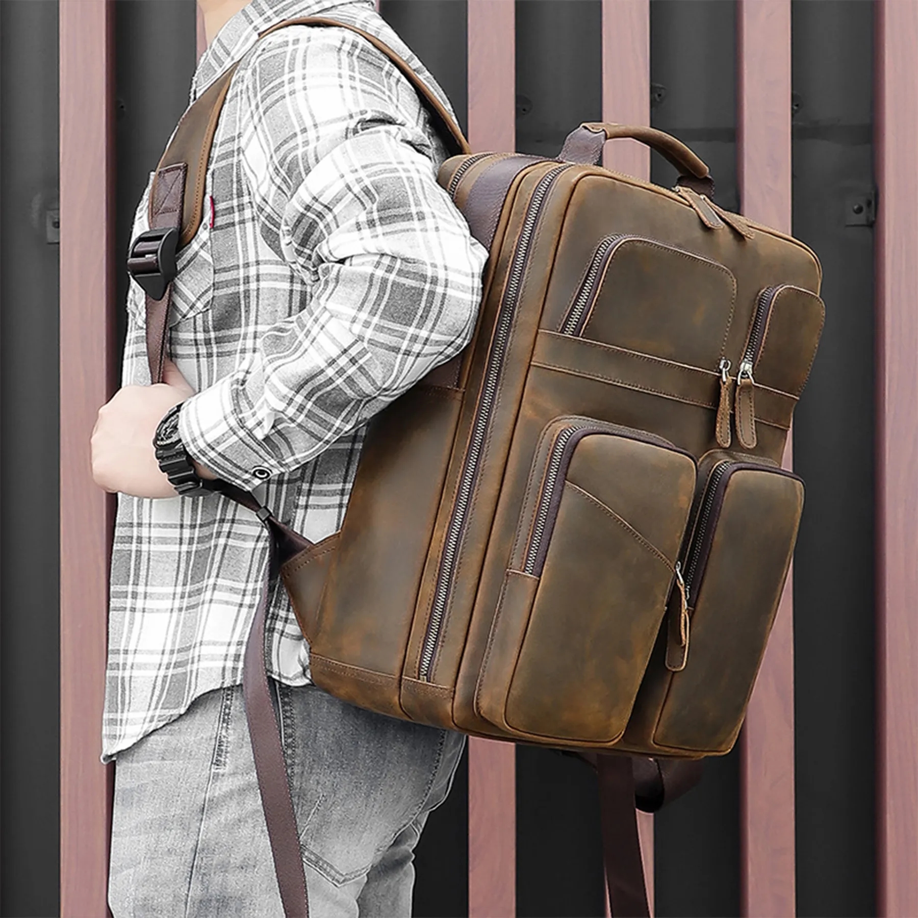 Large Genuine Leather Backpack for Men 4