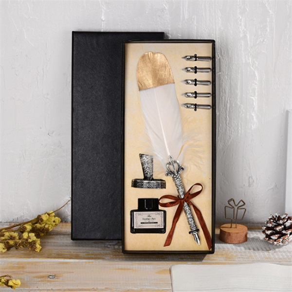 Vintage Quill Feather Pen Ink Set 1