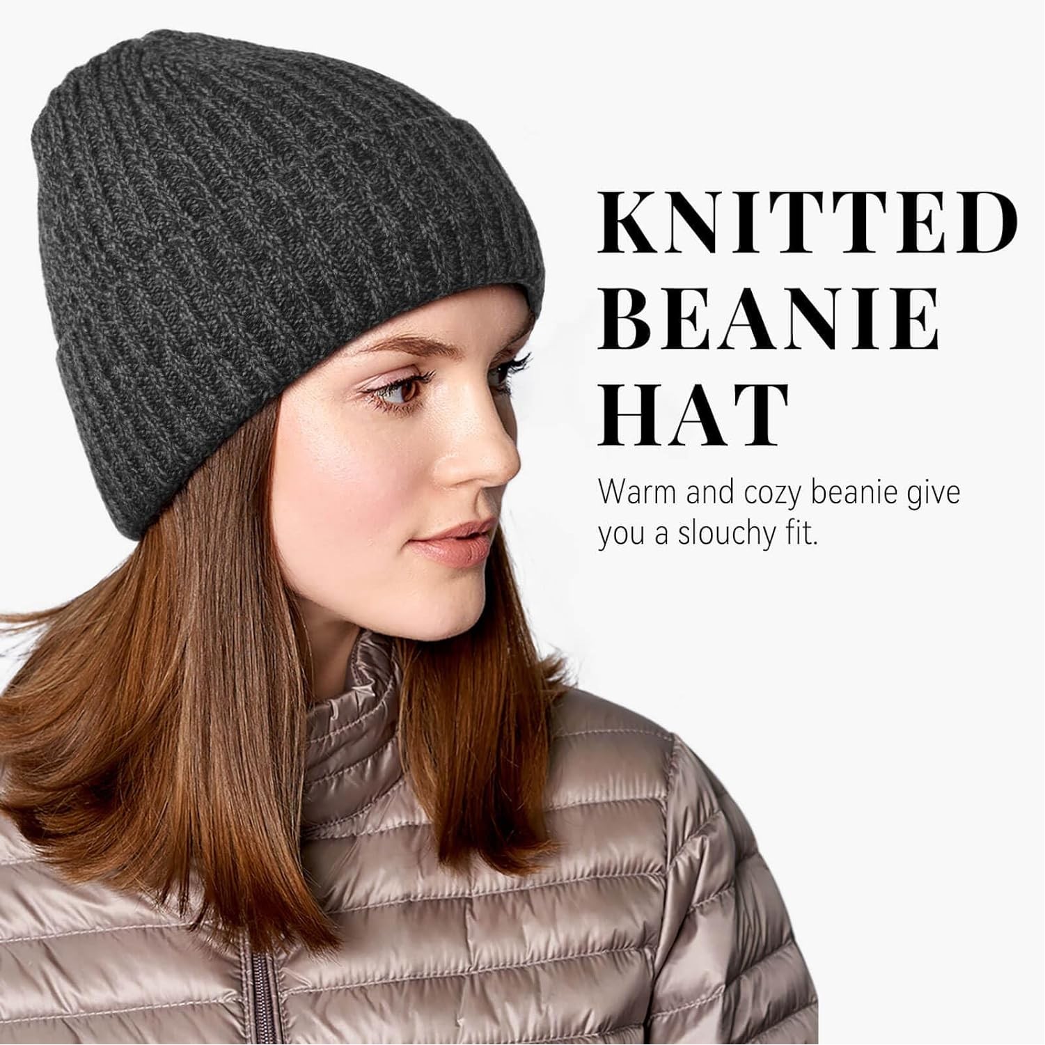 Knit Beanie Winter Hat, Thermal Thick Polar Fleece Snow Skull Cap both for Men and Women 3