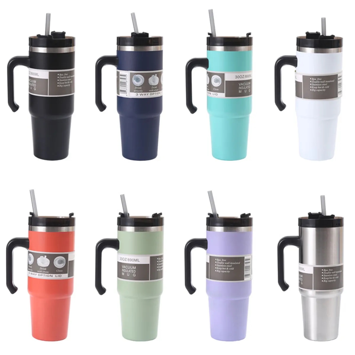 30oz Insulated Stainless Steel Tumbler With Lid And Straw 3