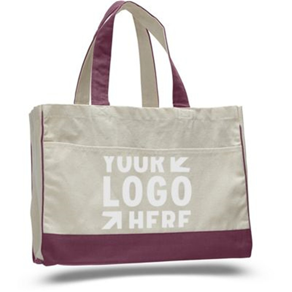 Urban Two-Tone Canvas Tote Bag w/ Interior Zipper Pocket 3