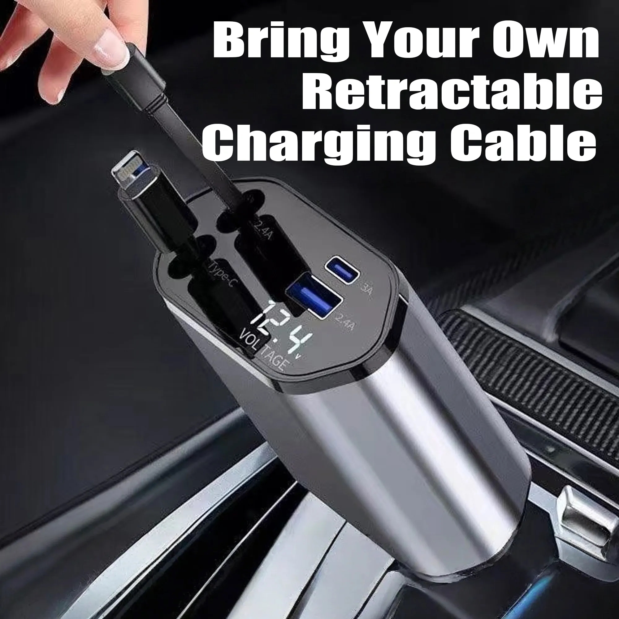 4 in 1 Car Charger With Retractable Cables 3