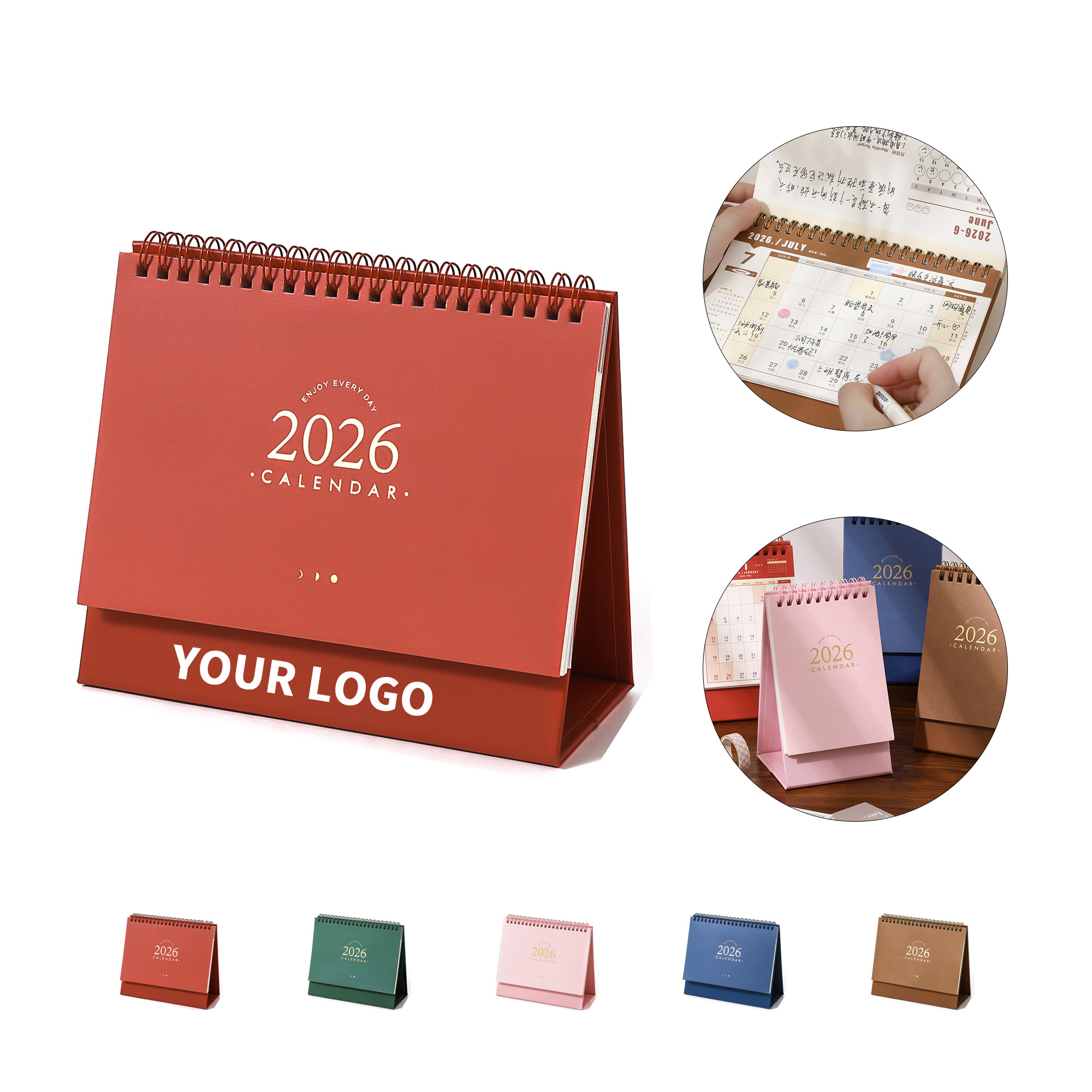 Custom Desk Calendar With Metal Double Binding 2