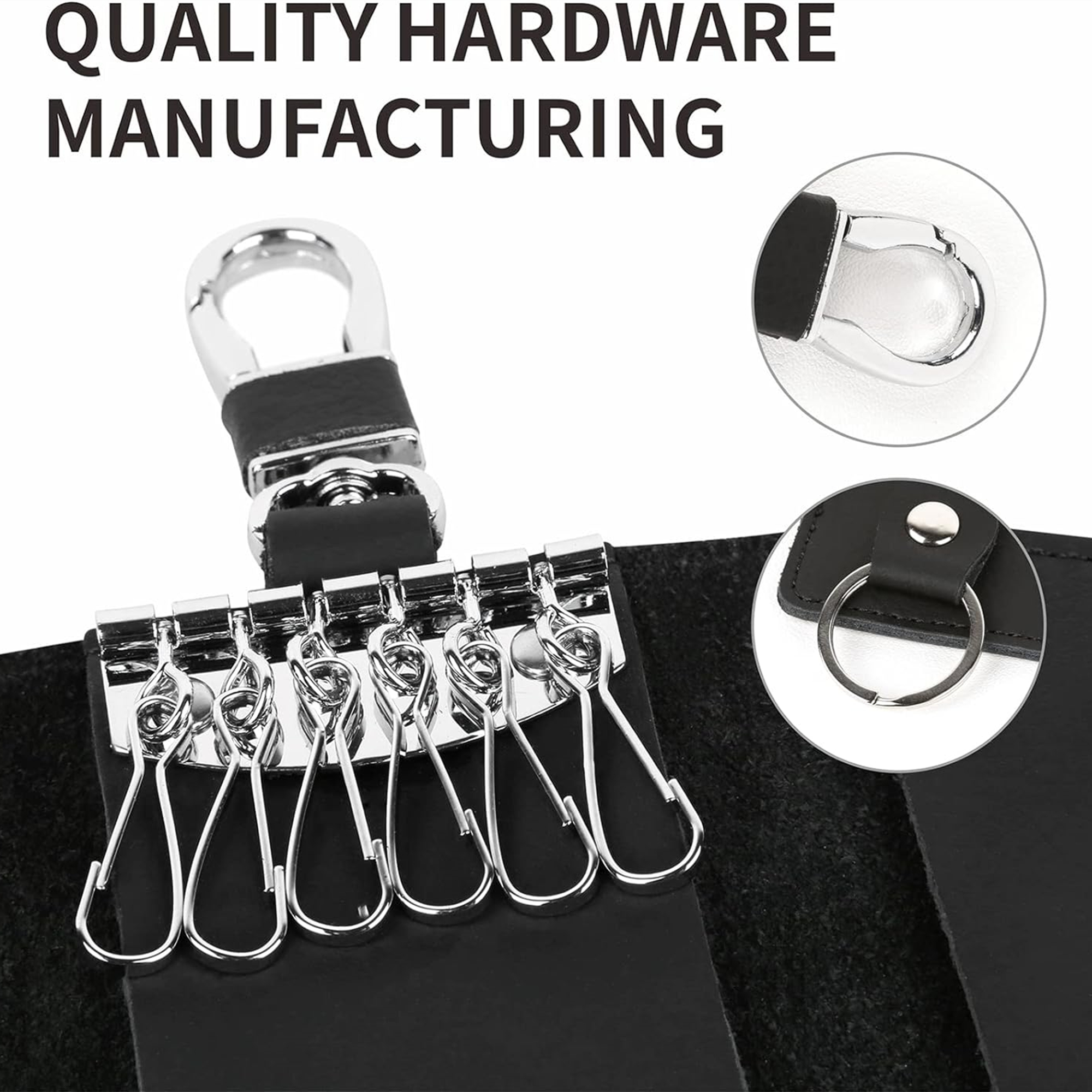 Leather Key Case Key Holder With 6 Key Fob Hooks 3