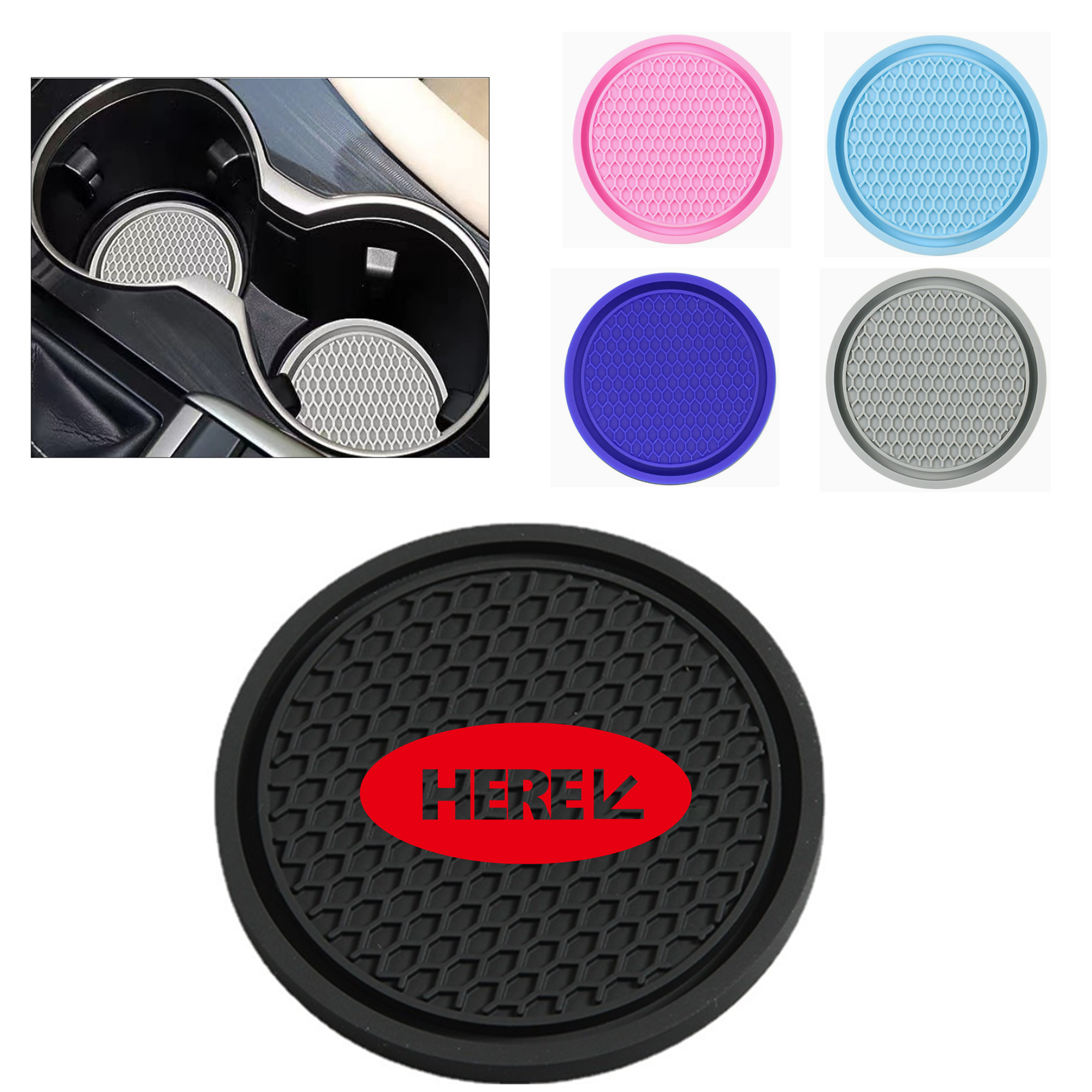 Solid Color Car Coaster with PVC Soft Rubber Material 2