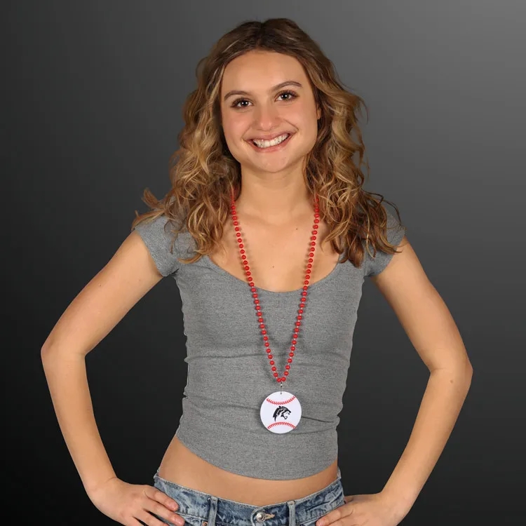 LED Bead Necklace with Baseball Medallion 10