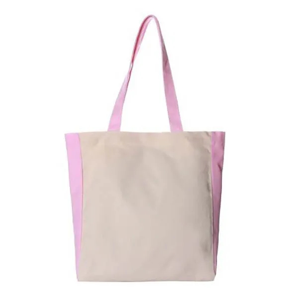 Canvas Book Tote Bag w/ Colorful Sides - 14"w x 14"h x 4"d 6