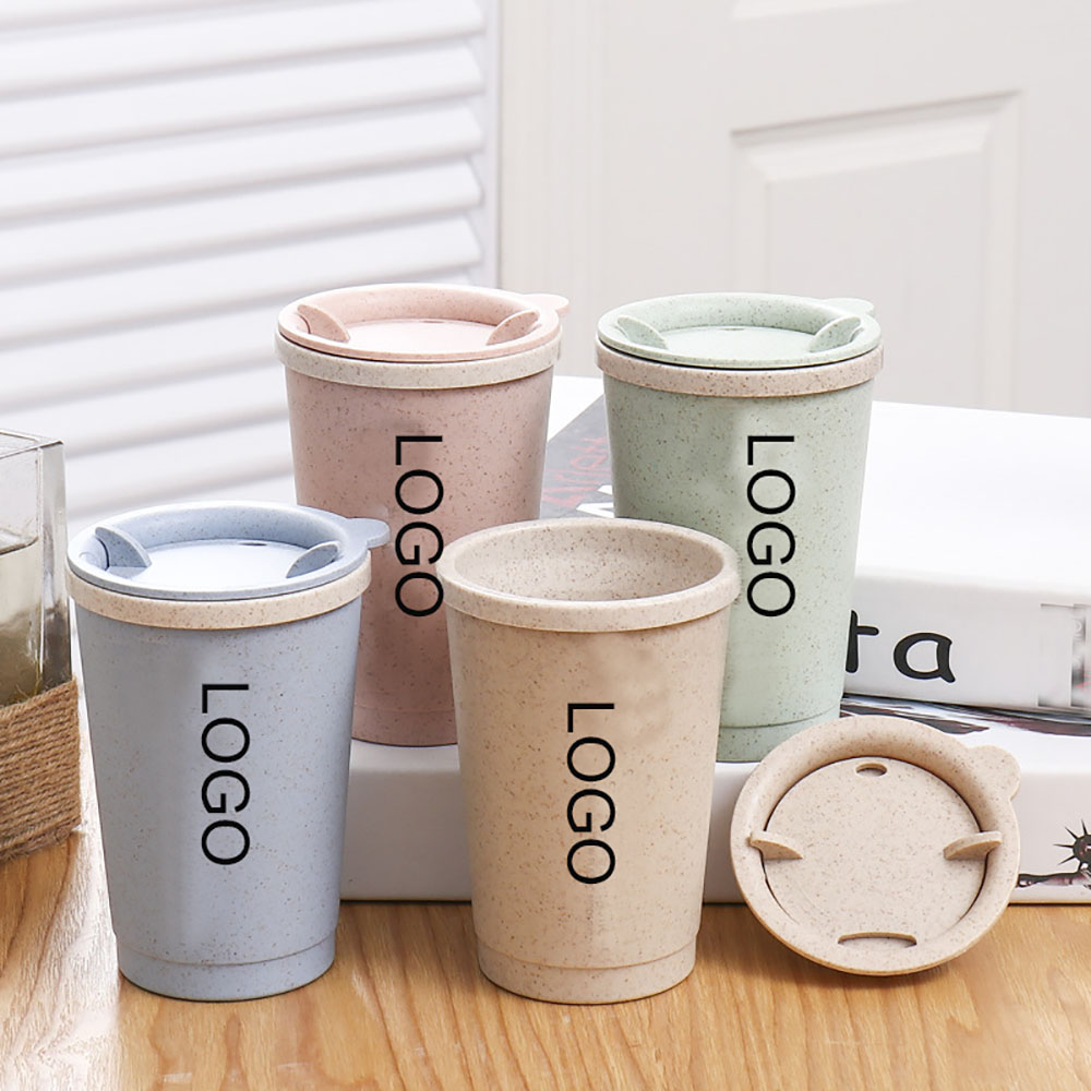Double Layer Wheat Straw Coffee Cup 9.5oz 2