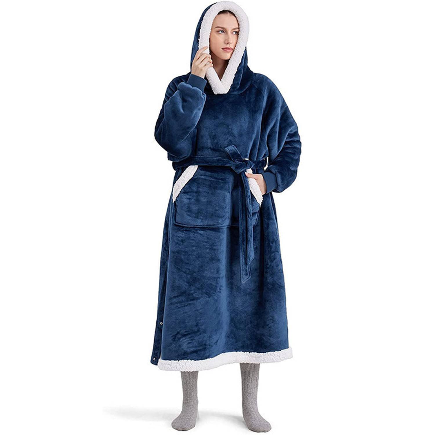 Polyester Wearable Blanket Hoodie w/ Adjustable Waist 9