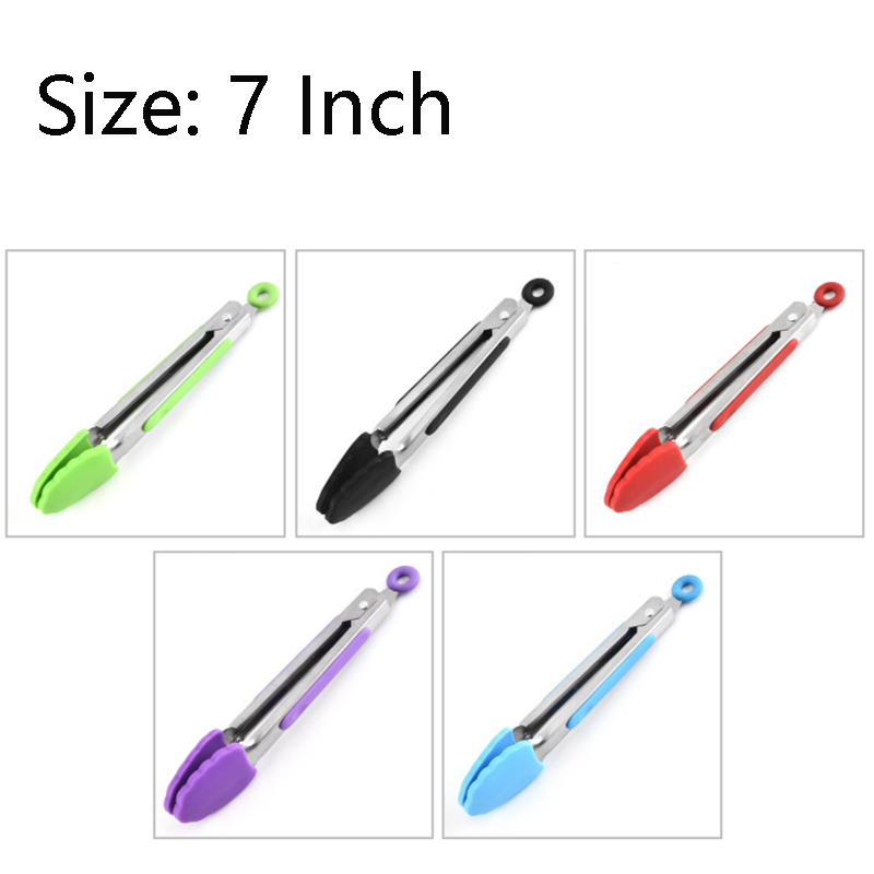 Stainless Steel BBQ and Kitchen Tongs with Silicone Tips--7inch/9inch/12inch 9