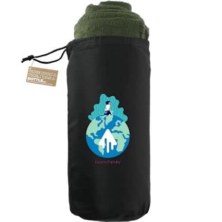 100% Recycled PET Fleece Blanket with RPET Pouch 103