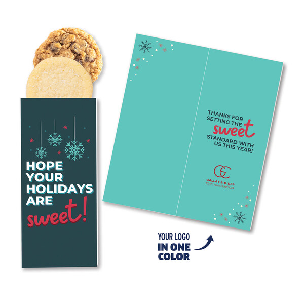 One Color Foil-Stamped Stock Holiday Sentiment Sweeter Cards with Homestyle Cookie Duo