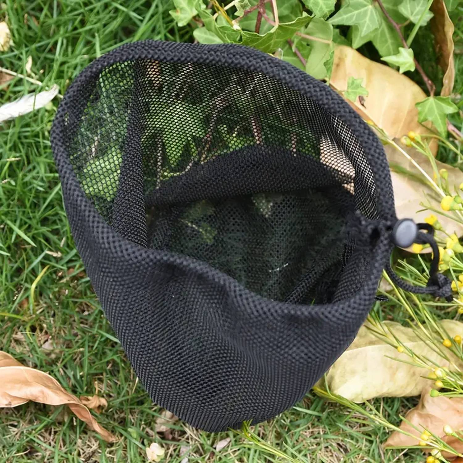 Large-capacity black nylon mesh drawstring storage bag 2