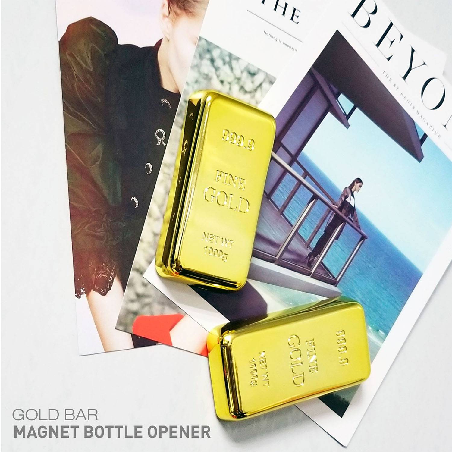 Golden beer opener and fridget magnet 3