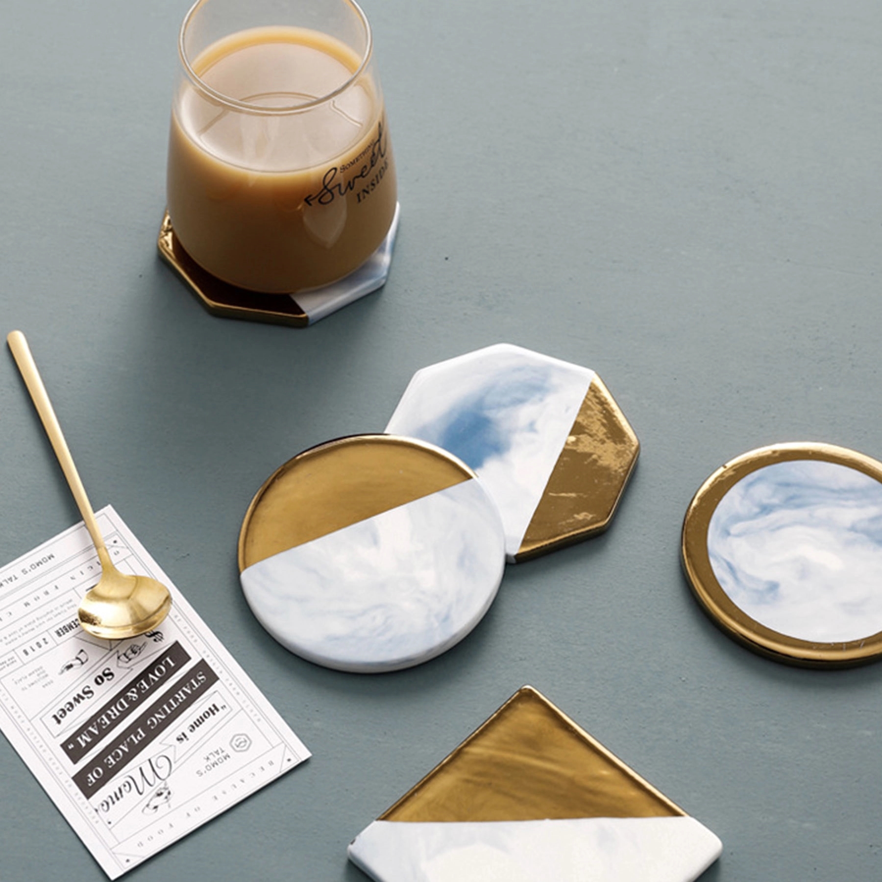 Real Marble Absorbent Coasters for Drinks 4