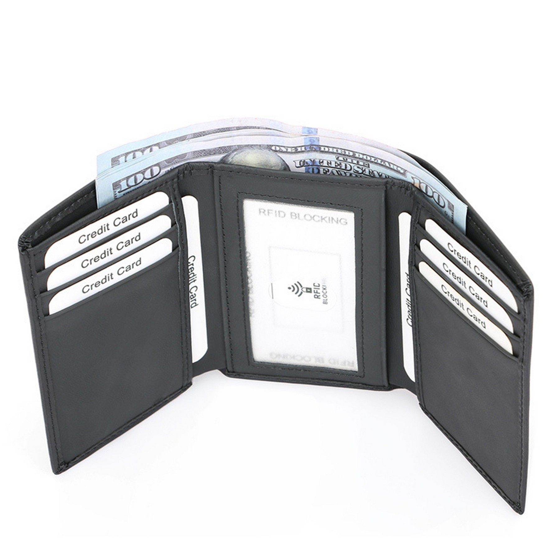 Leather Three-Fold Multiple Card Slots Wallet 3
