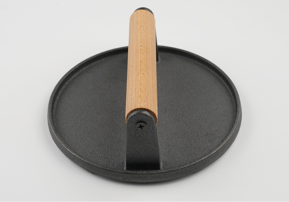 Cast Iron Smash Burger Press With Wood Handle 4