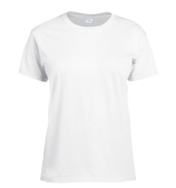 Screen Printed G2000L 100% Cotton White Ladies T-shirt 2