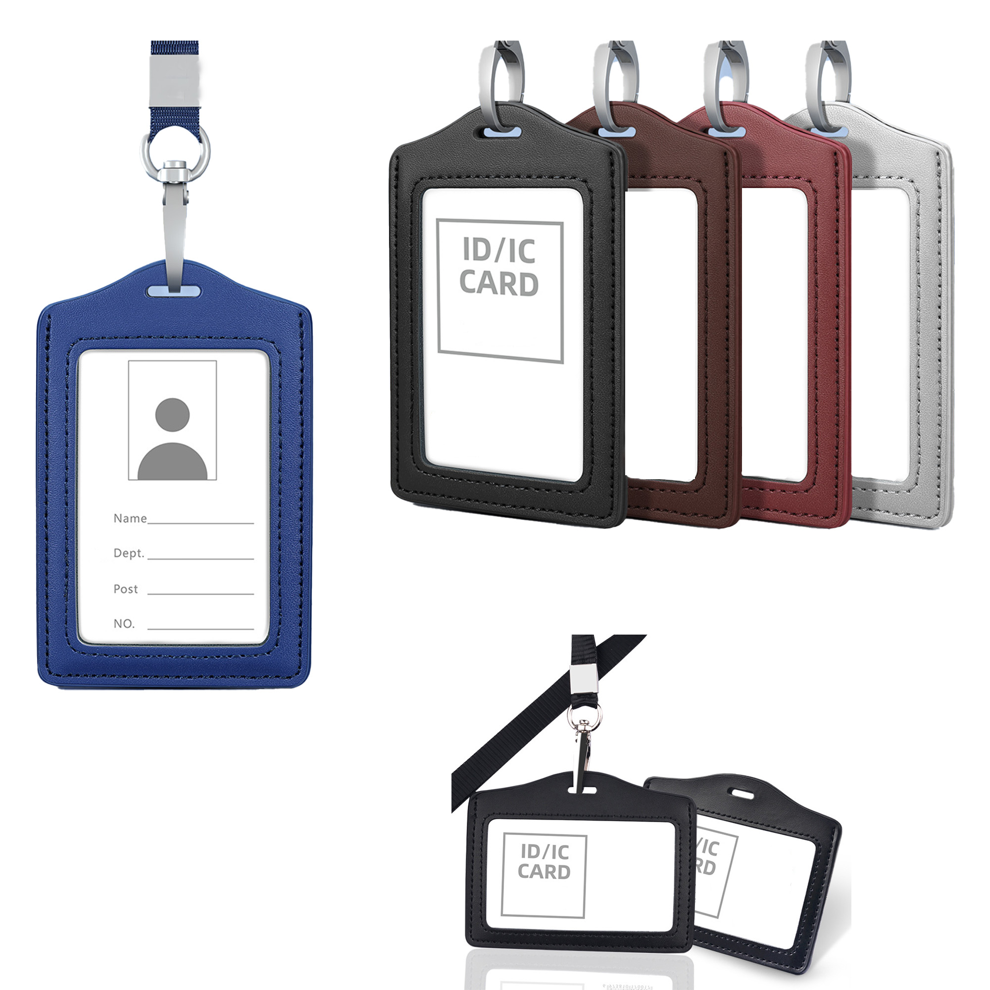 Leather Protective Case For ID Badge With Hanging Strap 3