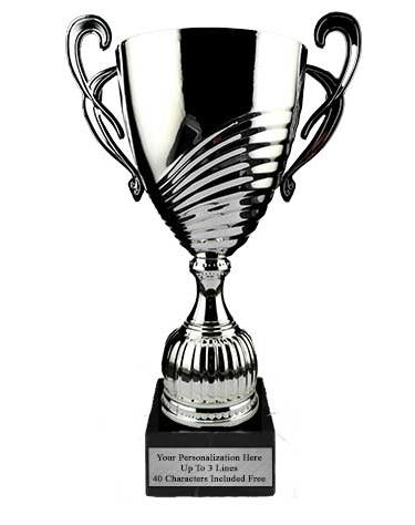 Cup Trophy: 18" Classic style SILVER Metal cup pla 2