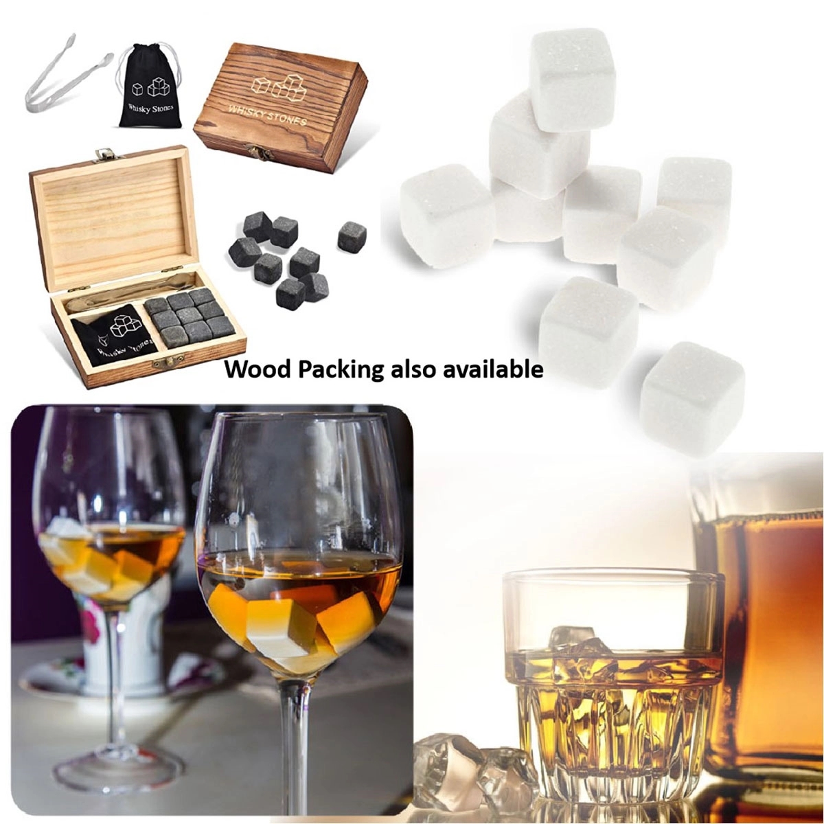 Granite Whisky Rocks Stone Gift Set 3