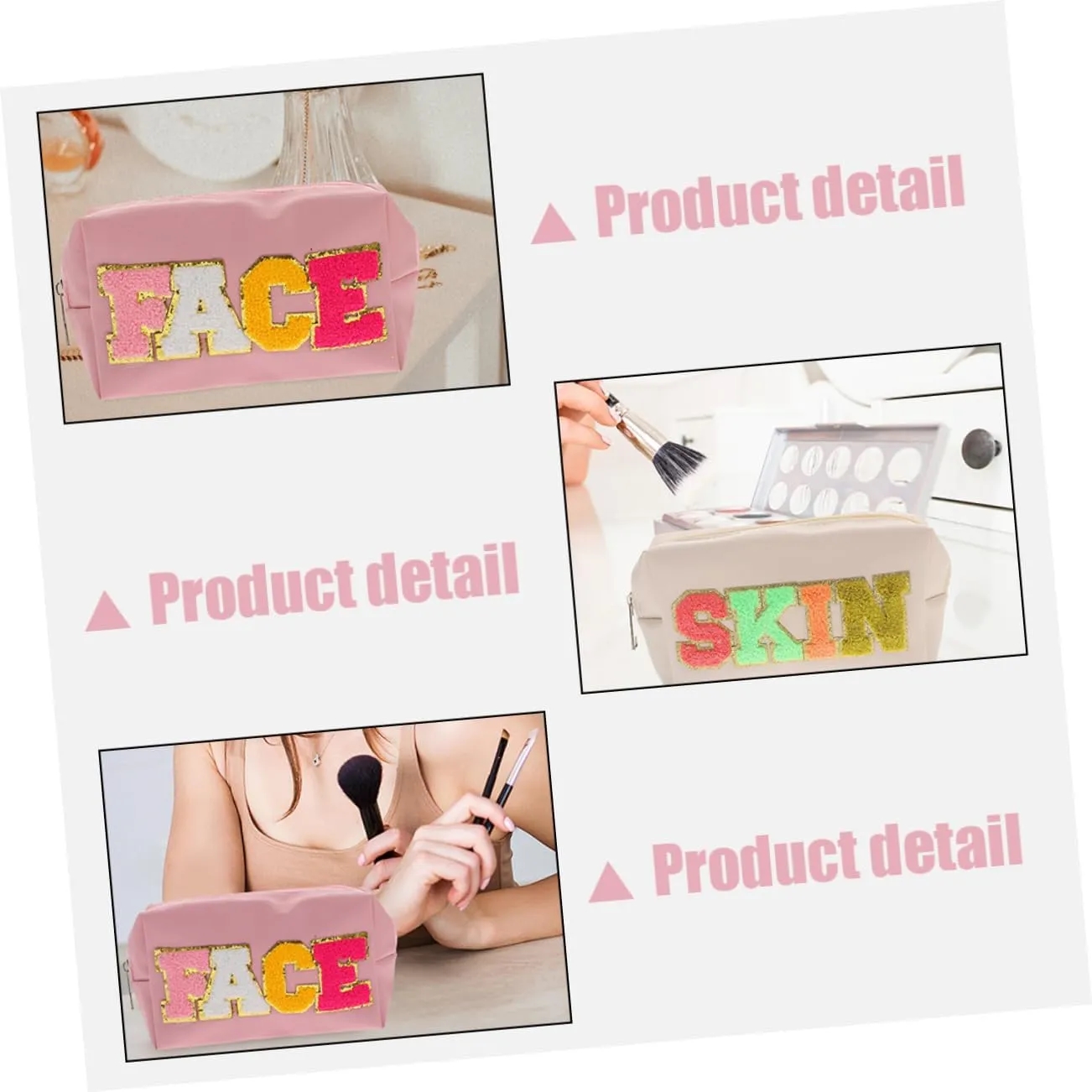 Waterproof Nylon Embroidered Letter Makeup Bag 6