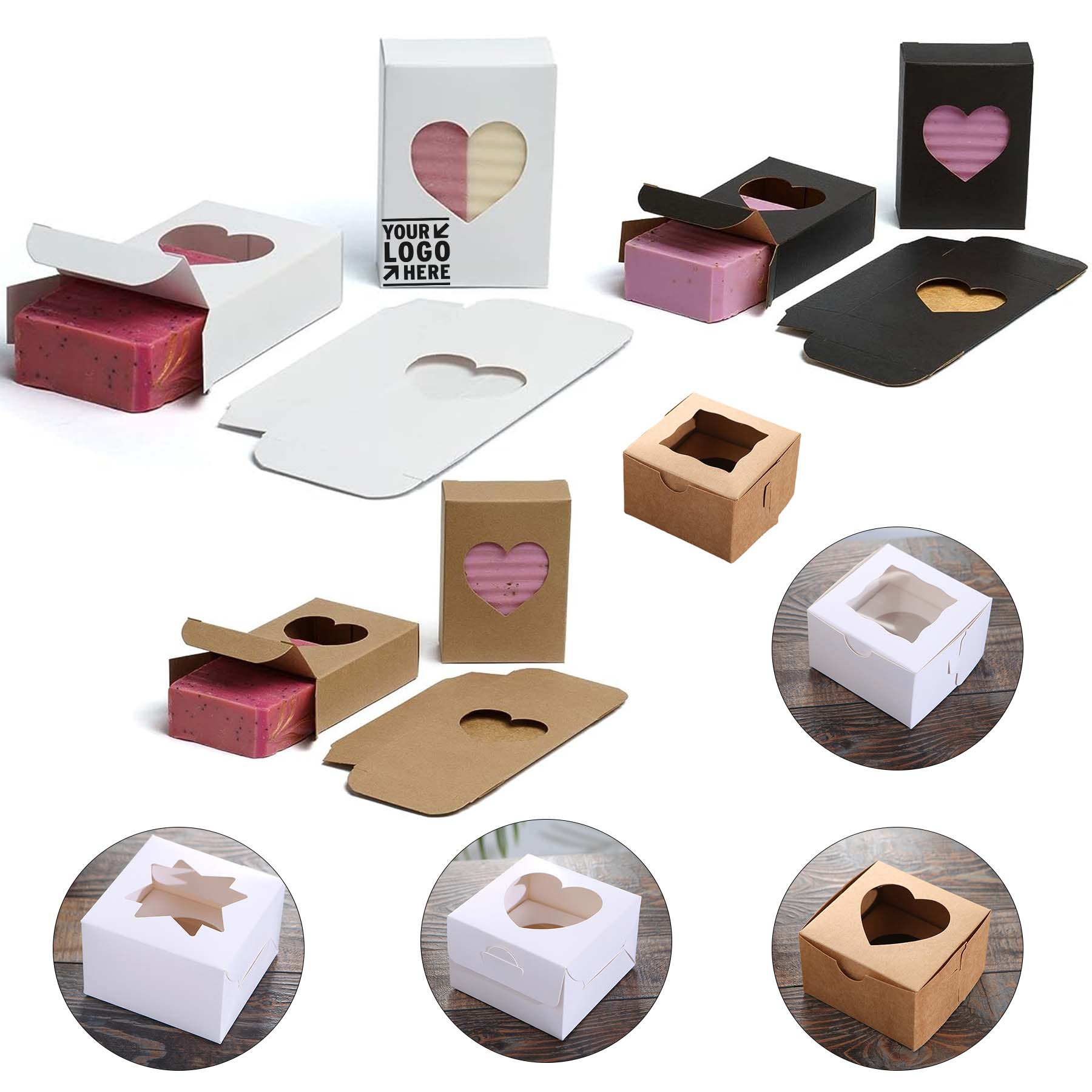 Homemade Kraft Paper Heart Window Soap Packaging Box 2