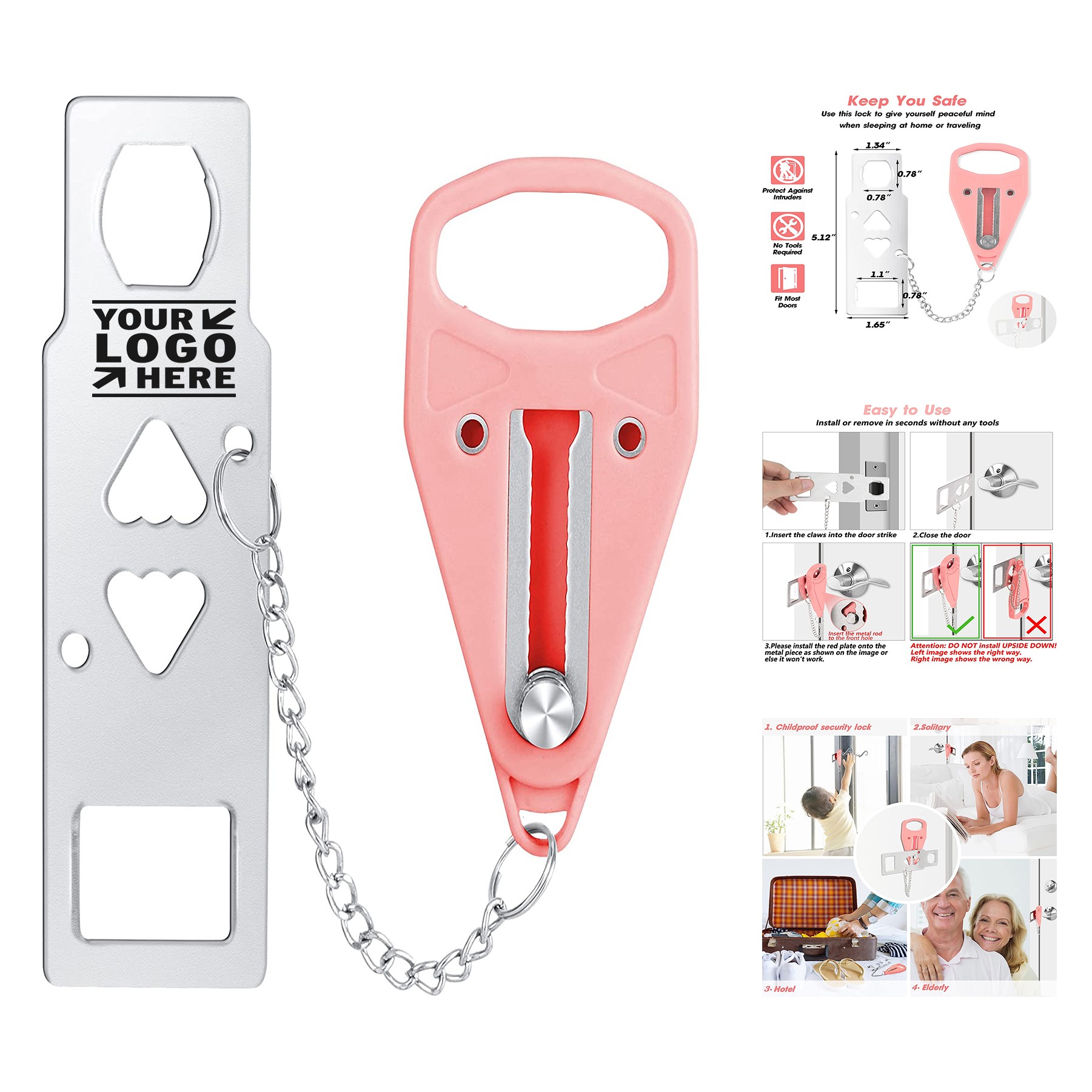 Portable Door Lock Home Security Door Locker 2